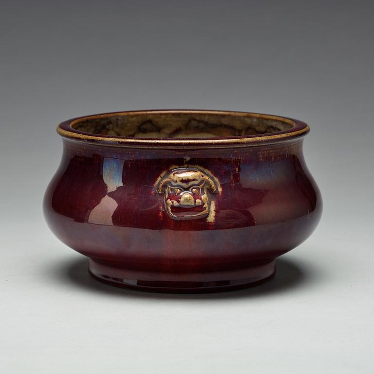 A 'sang de boef' glazed censer, Qing dynasty, 19th century.