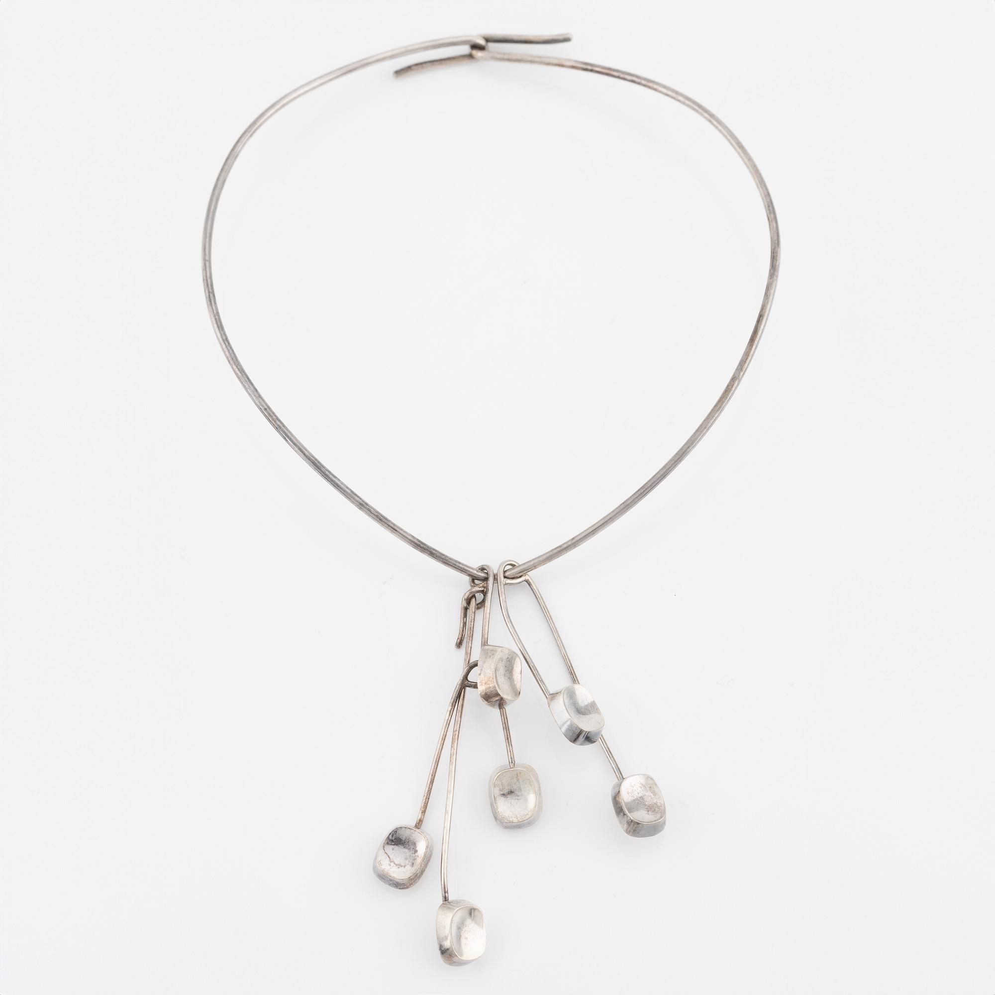 Bent Knudsen, neck ring with three pendants, sterling silver, Denmark.
