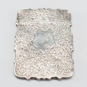 An English 19th century silver calling card case, mark of Birmingham 1899, length 10 cm, weight ca 71,5 gr.