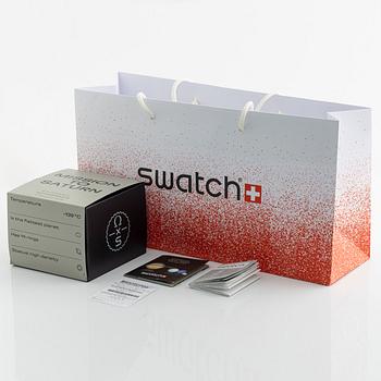 Swatch/Omega, MoonSwatch, Mission To Saturn, chronograph, wristwatch, 42 mm.