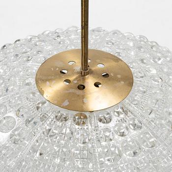 Carl Fagerlund, a glass and brass ceiling light, Orrefors, second half of the 20th Century.