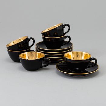 MOCCAKOPPAR / ESPRESSOKOPPAR med FAT, 6 st, Porcelain Fabriken Norden, Köpenhamn, 1900-tal.