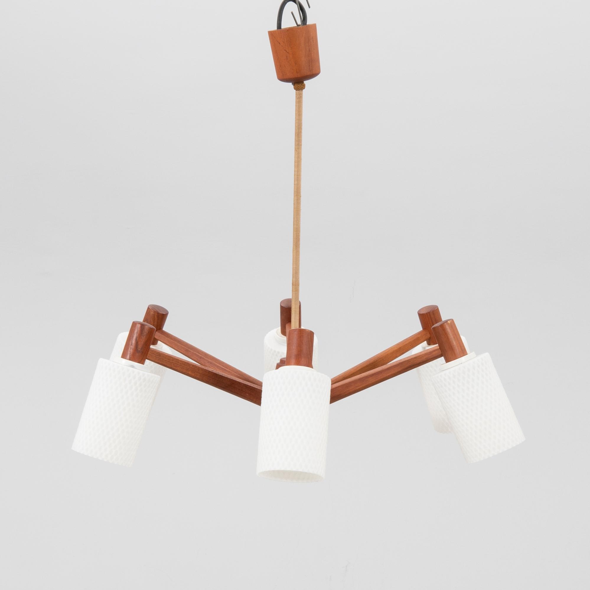 A 1950/60s teak ceiling pendant.