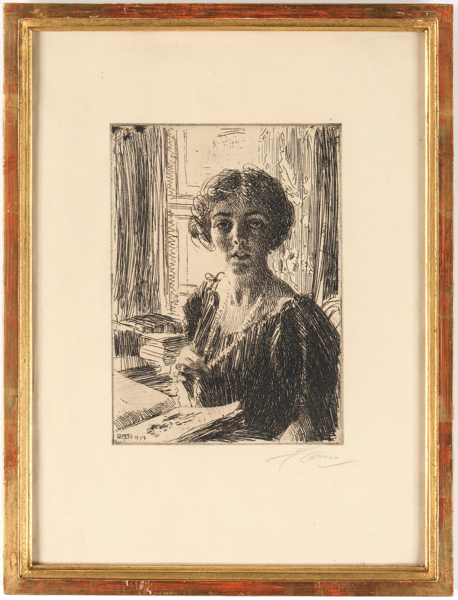 ANDERS ZORN, etsning, "Kronprinsessan Margareta", 1914.