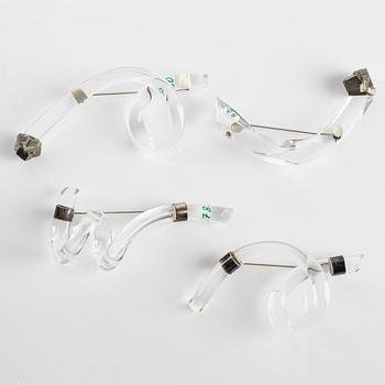 Siv Lagerström, four brooches, acrylic plastic, silver, and pyrite.