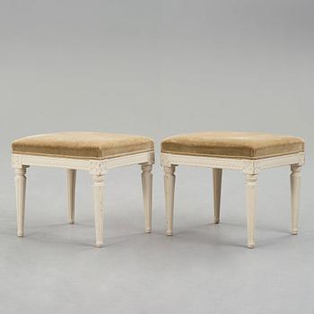 A pair of Gustavian stools by Johan Lindgren (master in Stockholm 1770-1800).