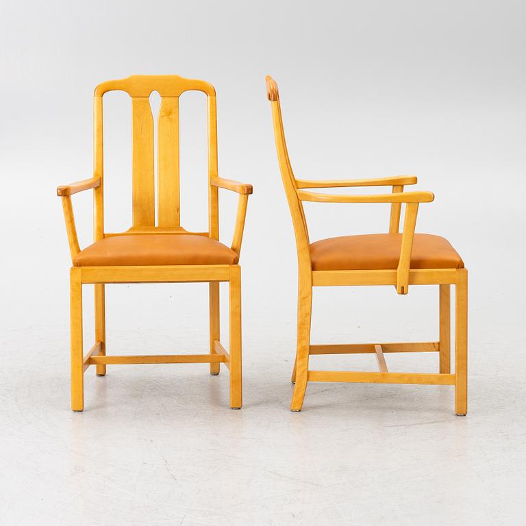 Carl Malmsten, Armchairs, 6 pieces, "Ambassadör", Åfors Möbelfabrik, late 20th century.