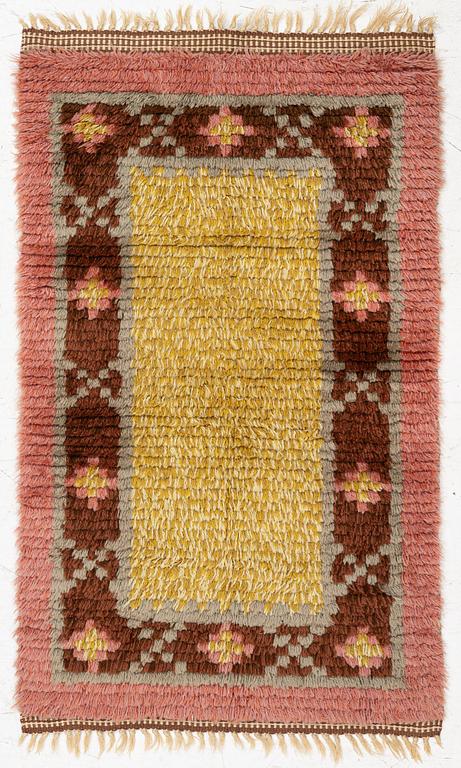 A knotte pile rya, Sweden, 1940s, c. 99 x 59 cm.