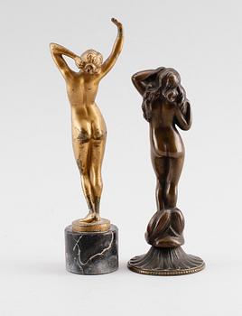 SKULPTURER, 2 st, brons, 1900-talets första hälft.