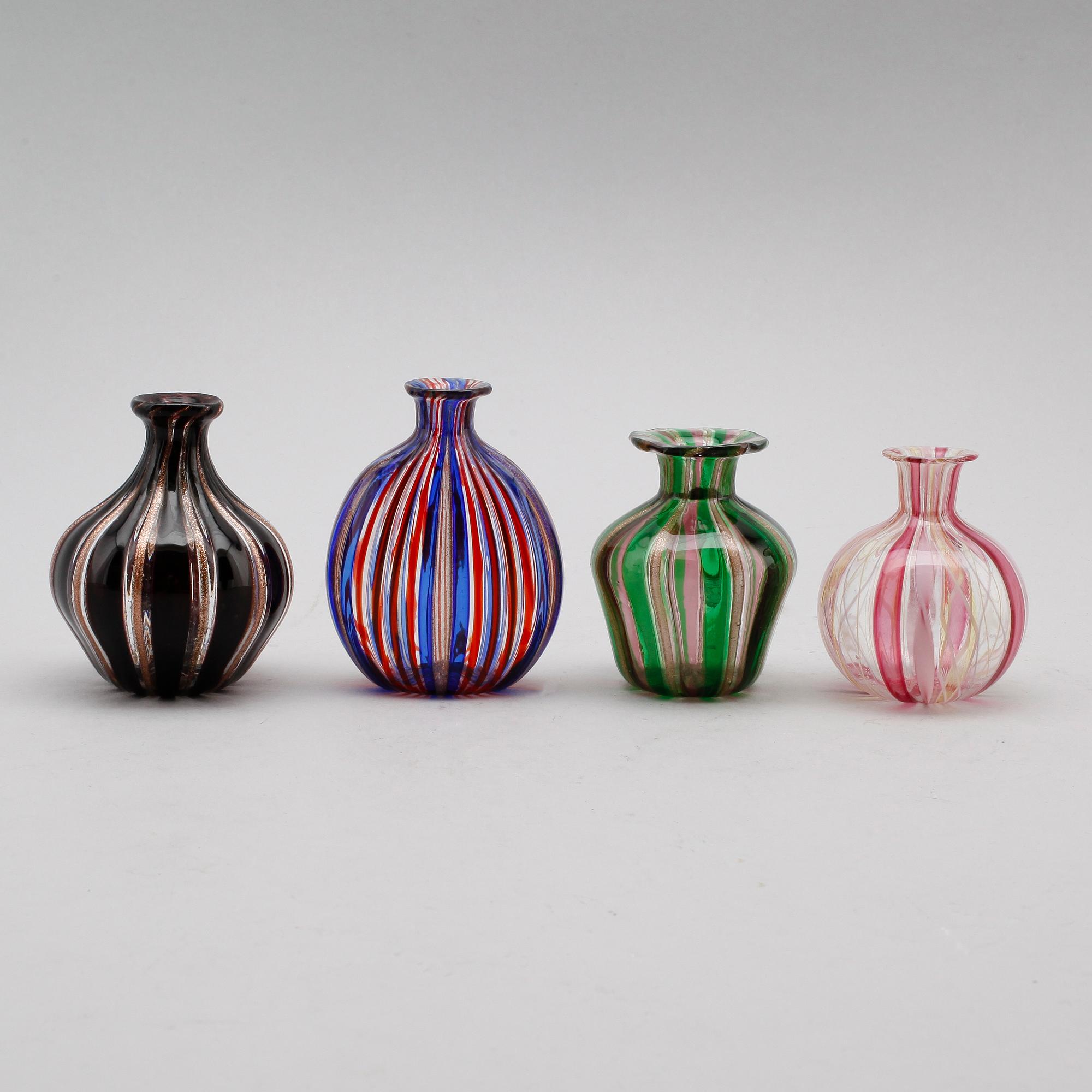 PARFYMFLASKOR, 4 st, glas, Venini, Murano.