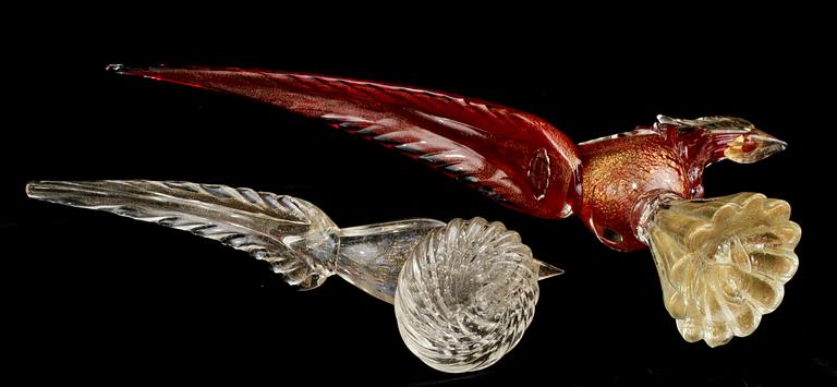 FIGURINER, 2 st, glas, Murano, Italien, 1900-talets andra hälft.
