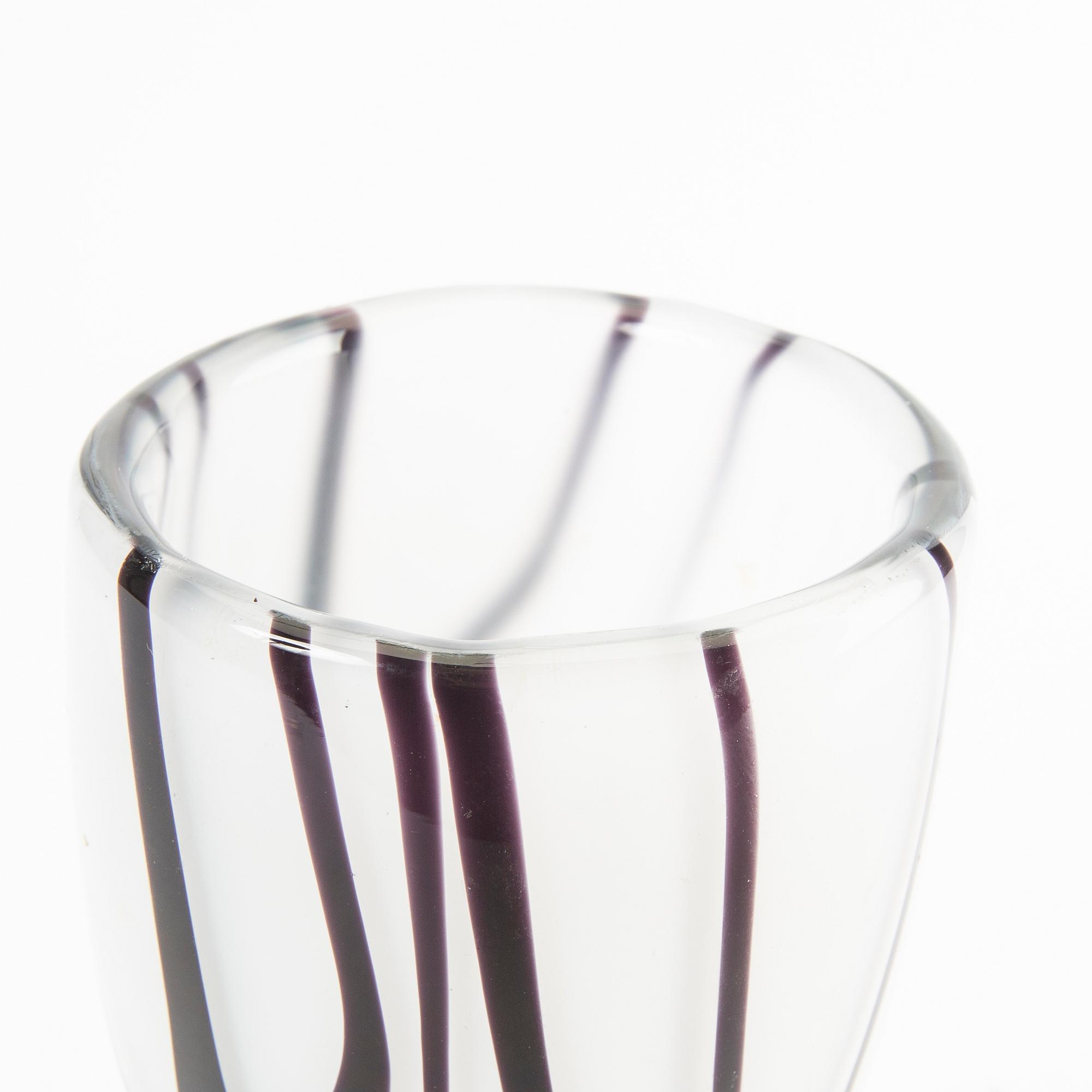 Vicke Lindstrand, a signed glass vase.