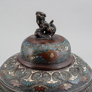 A Chinese bronze and enamelled vase, 20th century.