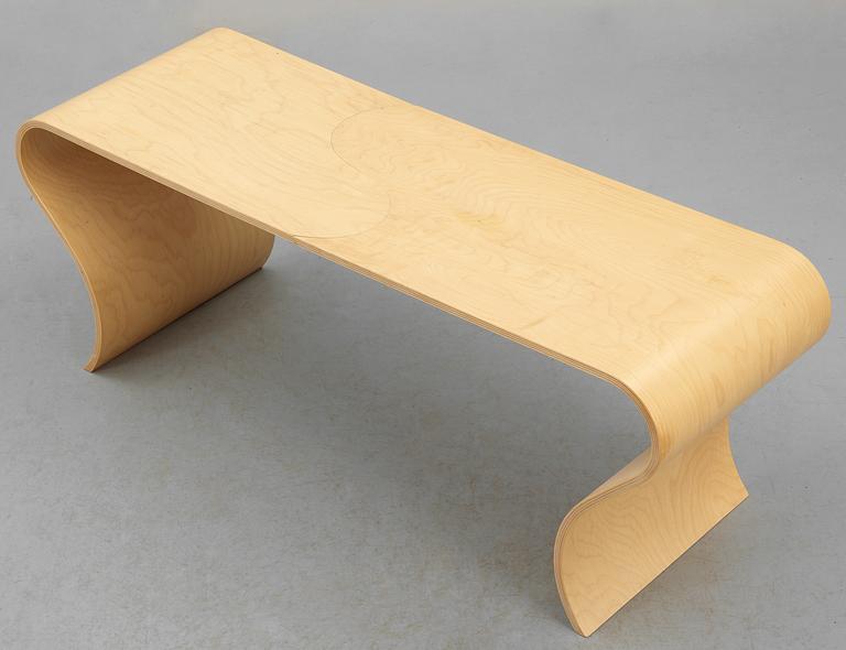 A Caroline Schlyter birch plywood table/bench.