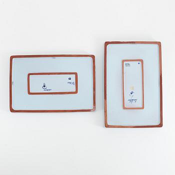 Stig Lindberg, two earthenware 'Karneval' dishes, Gustavsbergs studio.