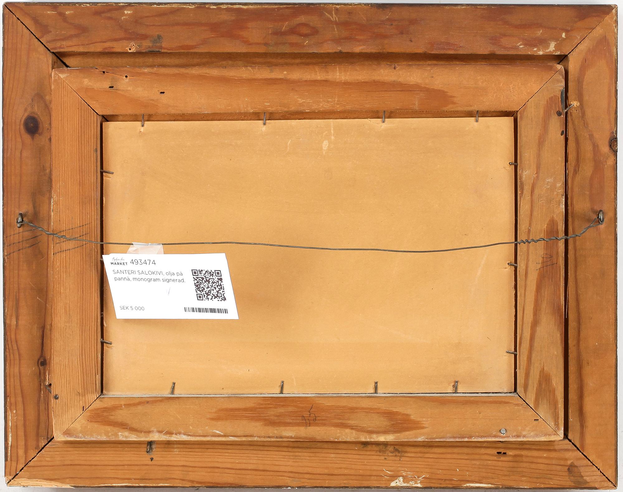 SANTERI SALOKIVI, olja på pannå, monogram signerad.