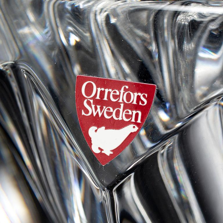 ERIKA LAGERBIELKE, a glass 'Zodiak' vase and two bowls from Orrefors.