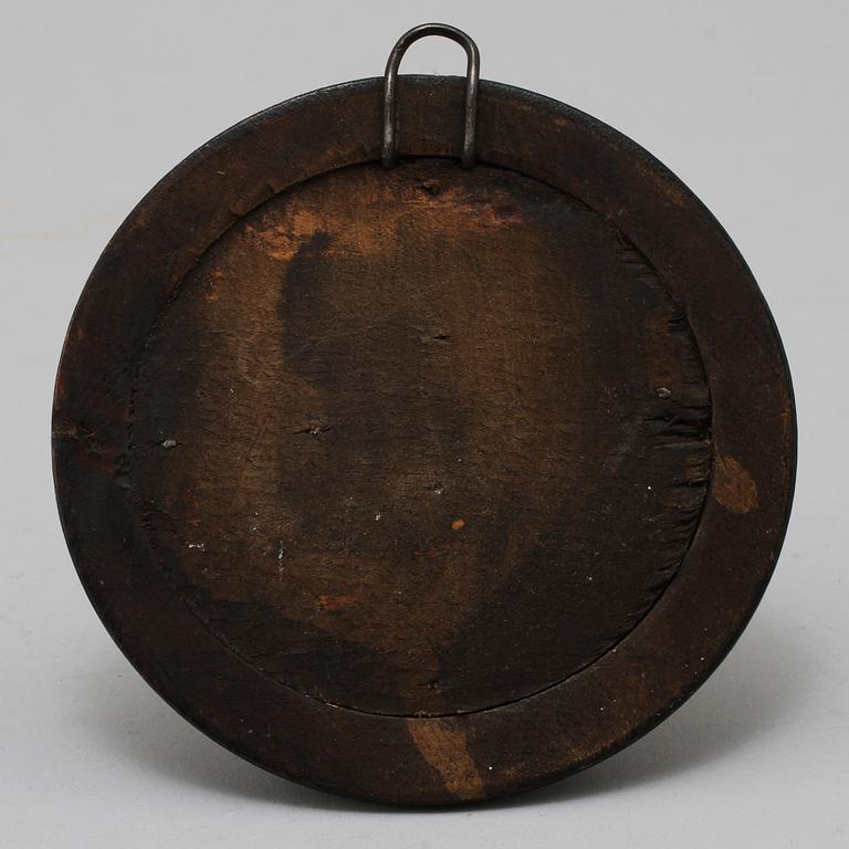 PORTRÄTTMEDALJONG, ben, 1800/1900-tal.