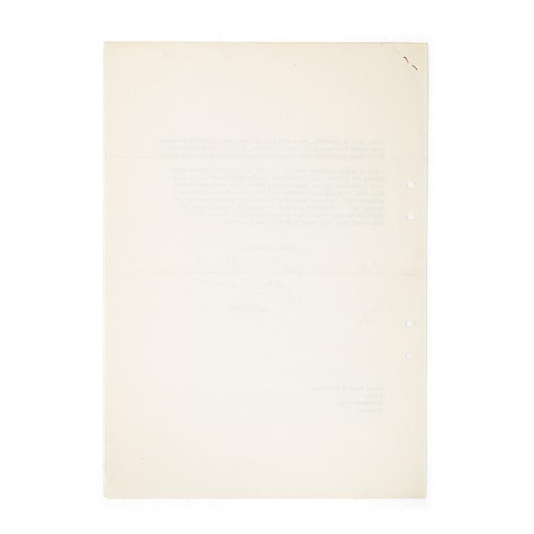 Signed letter from James Hunt to Smog Racing Division, 1969, together with a signed photograph of James Hunt.
