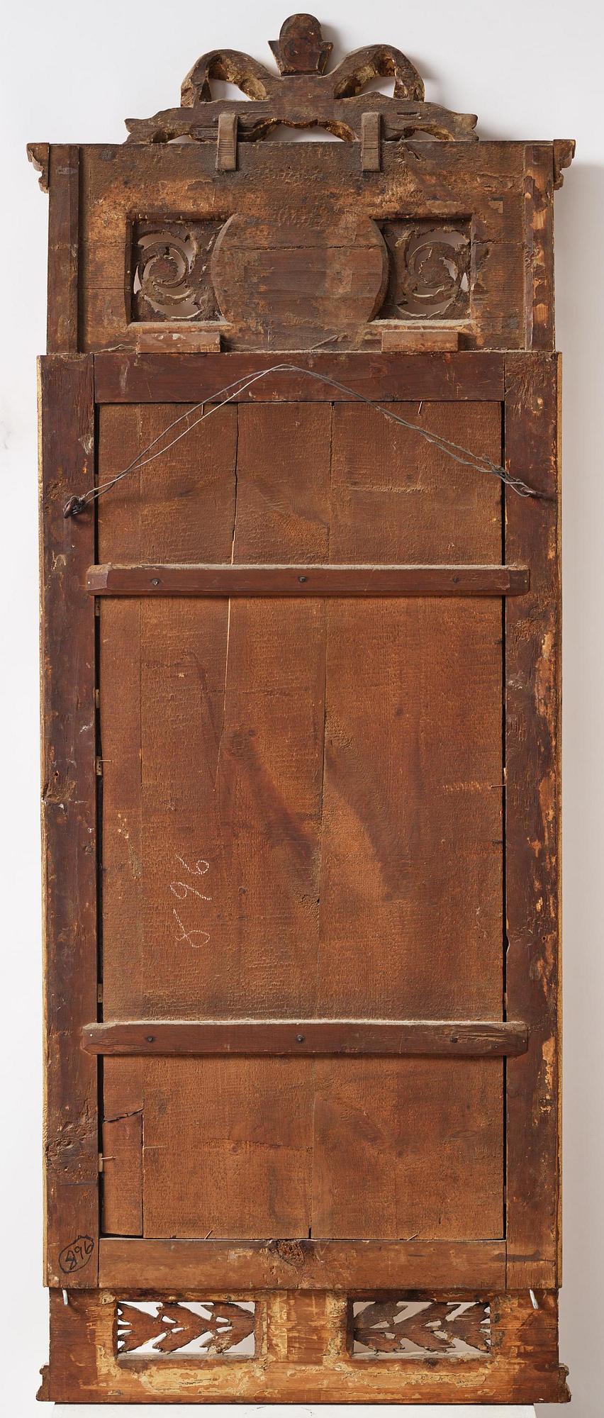 A late Gustavian giltwood mirror, Stockholm, late 18th century.