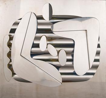 KARI HUHTAMO, relief, steel, monogram signed.