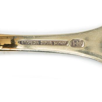 Anton Michelsen, Annual/Christmas spoons, 6 pcs, gilt sterling silver and enamel, Denmark, 1960s.