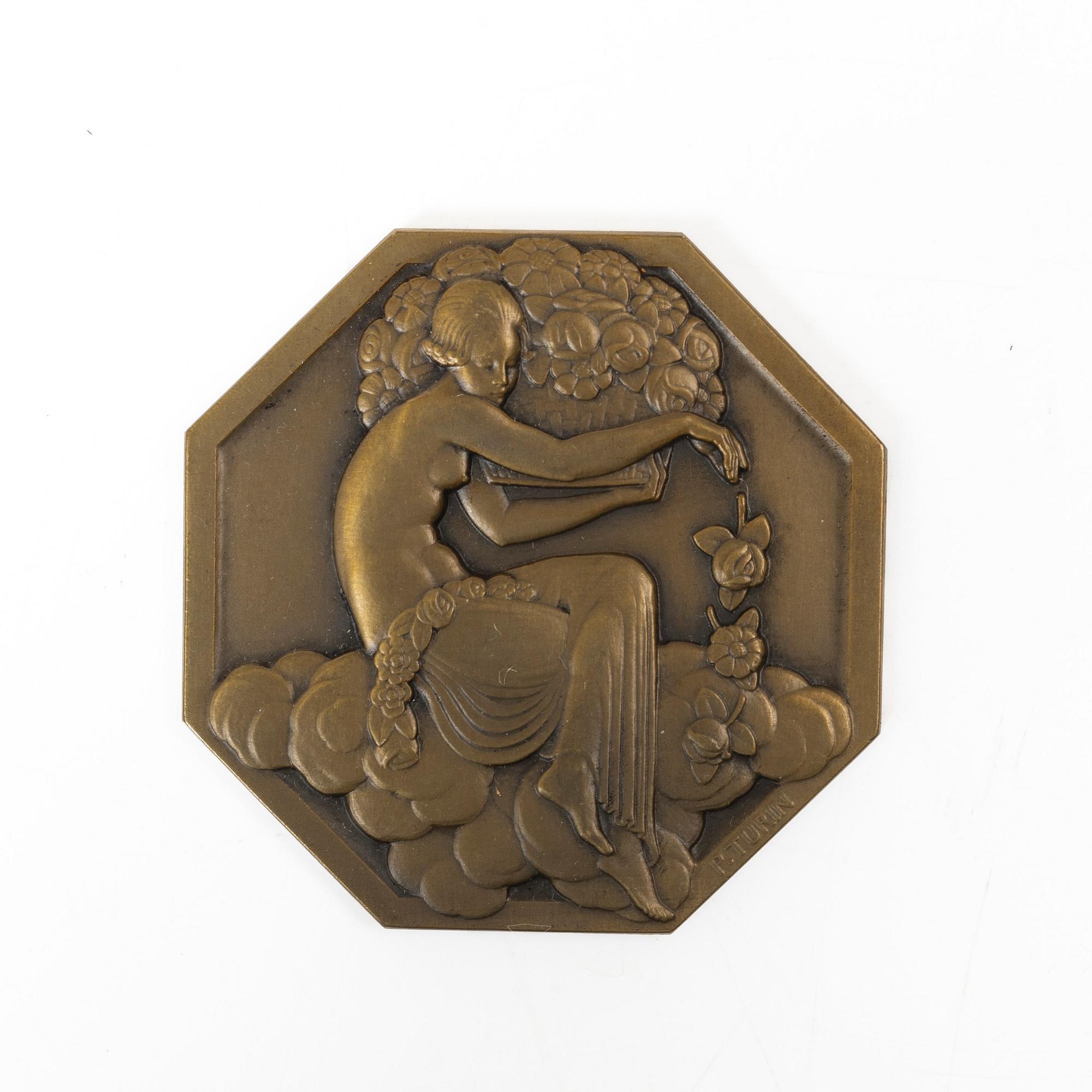 Art Déco, Pierre Turin, medal, bronze, France 1925. From the World Exhibition in Paris 1925.