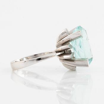 White gold and aquamarine ring.