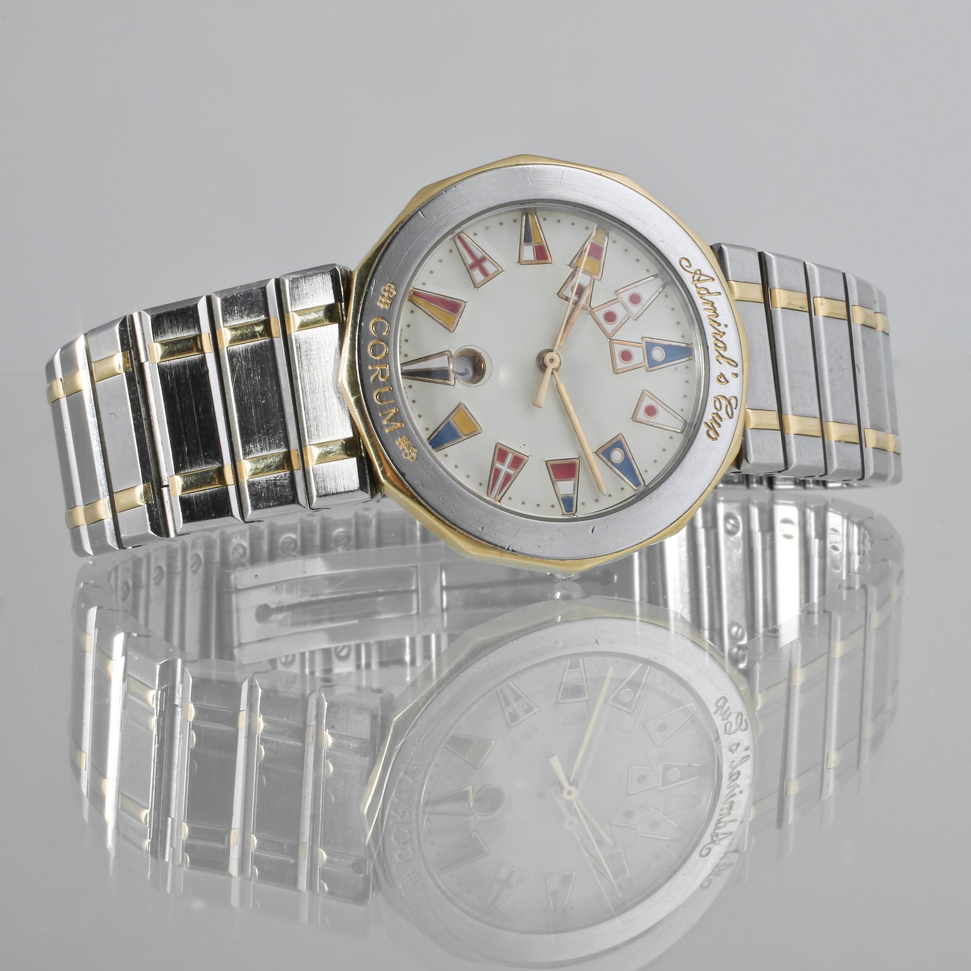 ARMBANDSUR, stål samt 18 k guld, Corum, "Admirals cup".