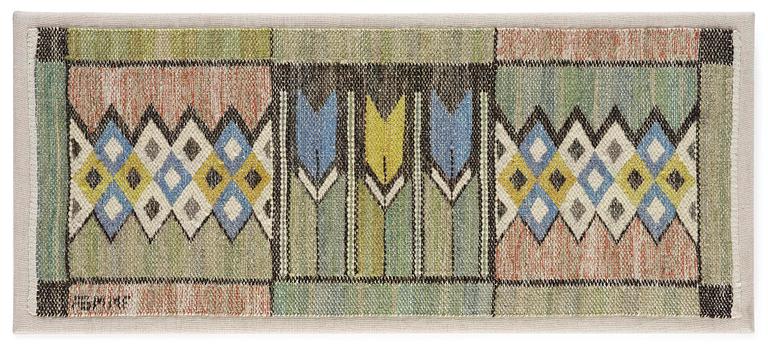 Märta Måås-Fjetterström, a 'Crocus' textile, c. 25 x 62 cm, signed AB MMF.