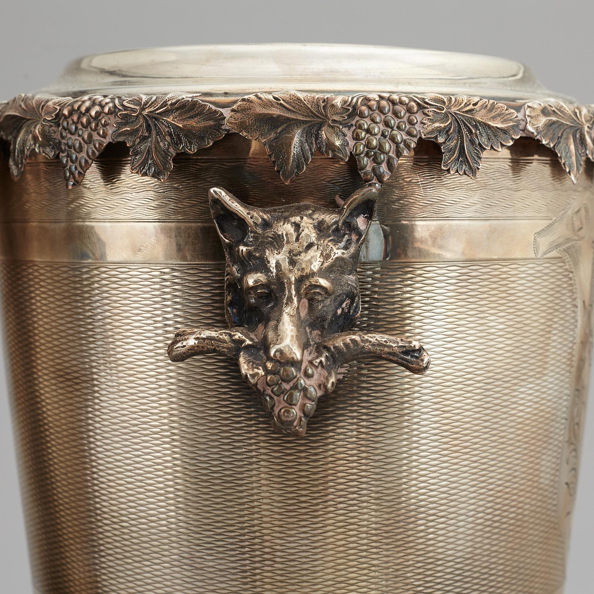 A pair of silver plate wine coolers, 20th Century.