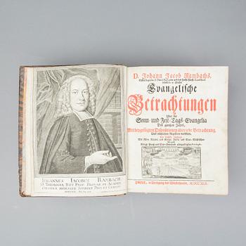 JOHANN JACOB RAMBACH, "...evangelische Betrachtungen über die..." Trycket hos Halle, Berlegung des Waisenhauses, 1742.