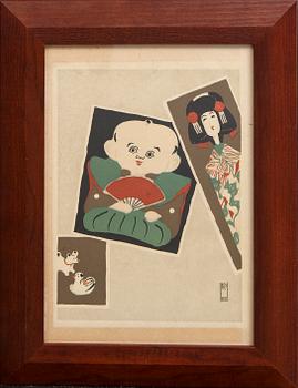 Four Takeo Takei color lithographs, Japan mid 20th century.