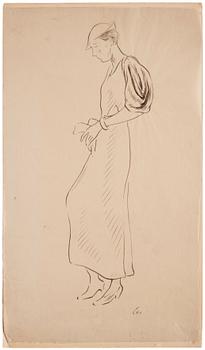 790. Lotte Laserstein, Standing model in a dress.