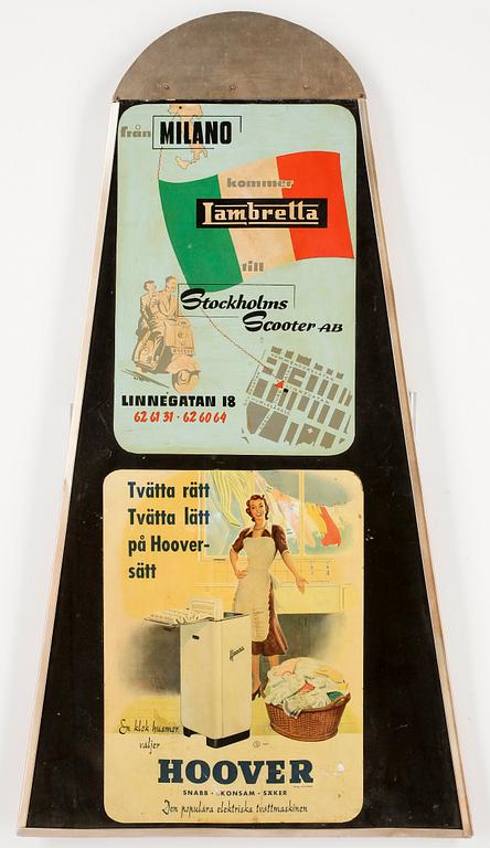 REKLAMSKYLTAR, 2 st, 1940/50-tal.