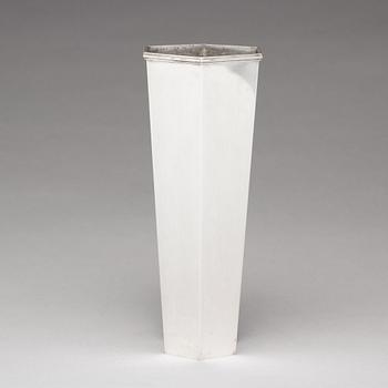 Wiwen Nilsson, a sterling silver hexagonal vase, Lund, Sweden 1965.