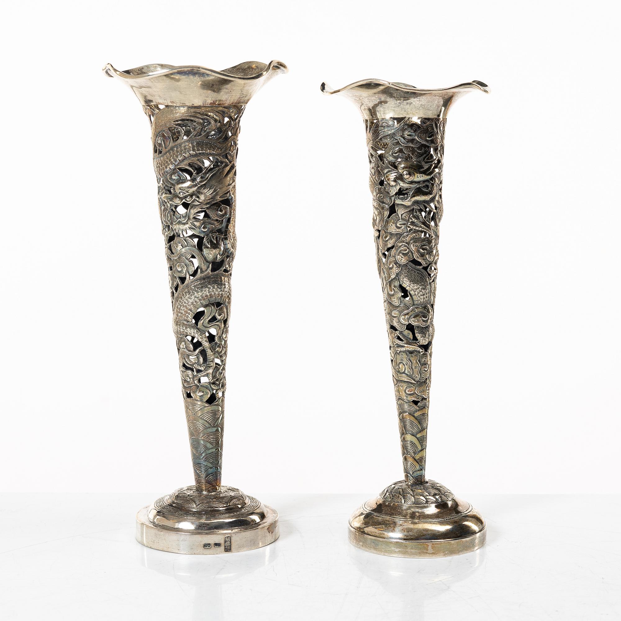 Two Chinese silver vases, circa 1900.