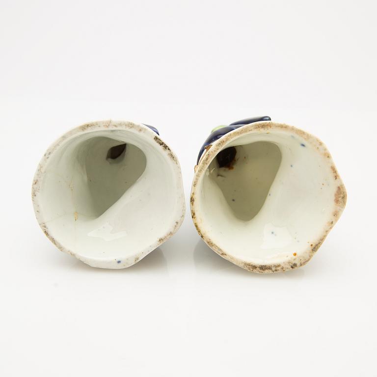 Figures, two pairs, Staffordshire, England, 19th century.