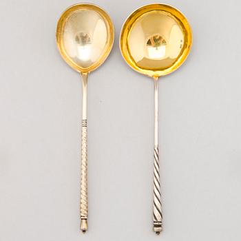 TWO SPOONS, silver, Moscow ca 1900, Alexandra Yagunova and Stefan Levin, Moscow ca 1881.