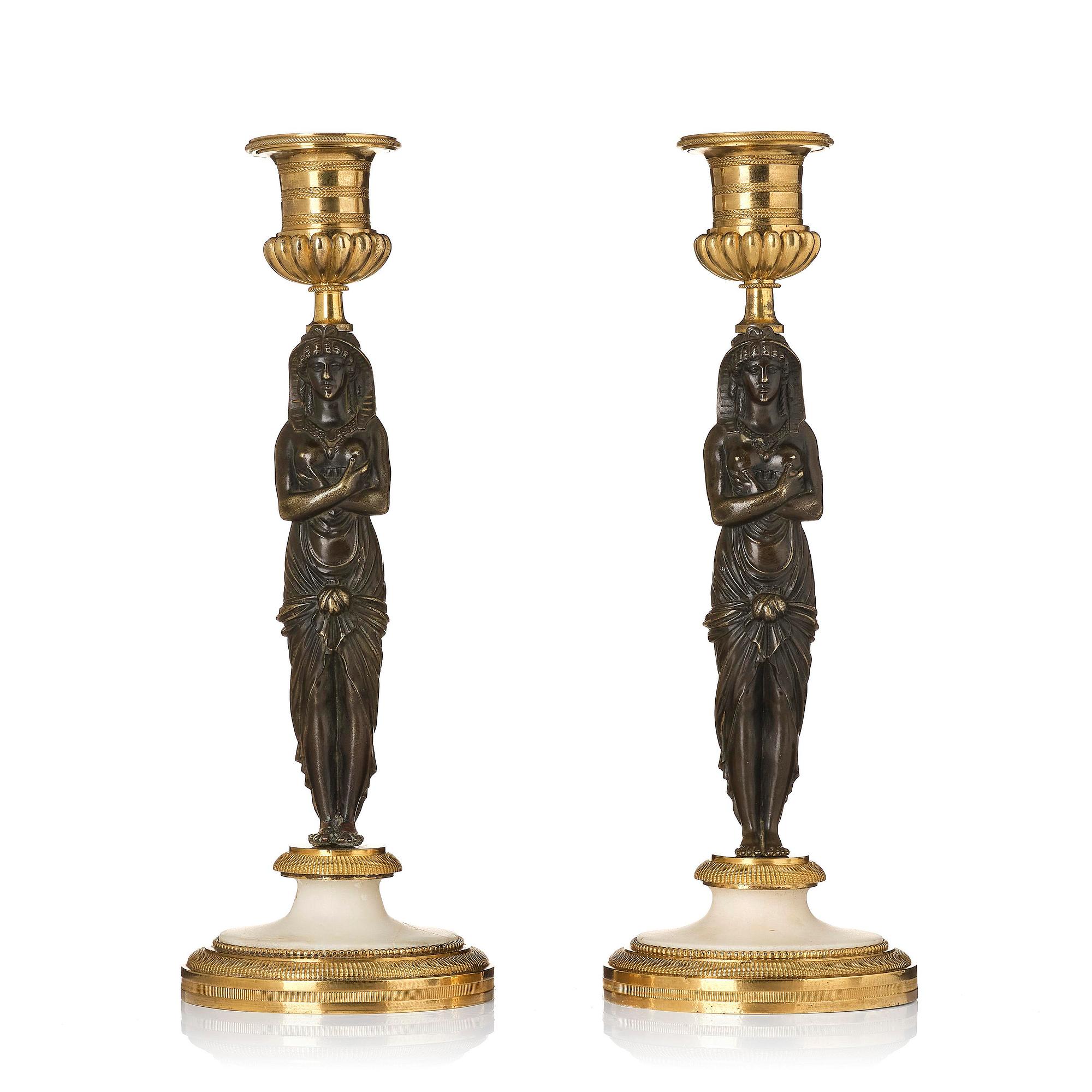 Ljusstakar, ett par, Frankrike, 1800-talets början, Empire.