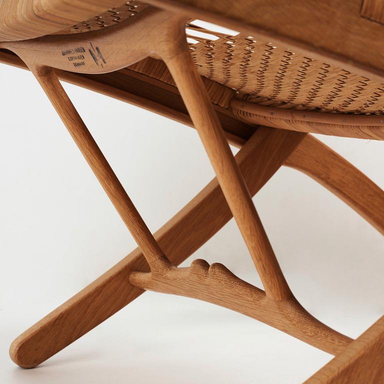 Hans J. Wegner, a pair oak and rattan "model 512" folding chairs by Johannes Hansen, Denmark 1950-60's.