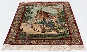 Rug, Tabriz, figural, approx. 138 x 98 cm.