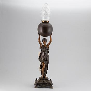 A spelter table light, circa 1900.