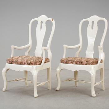 KARMSTOLAR, ett par, rokokostil, 1800-talets slut.
