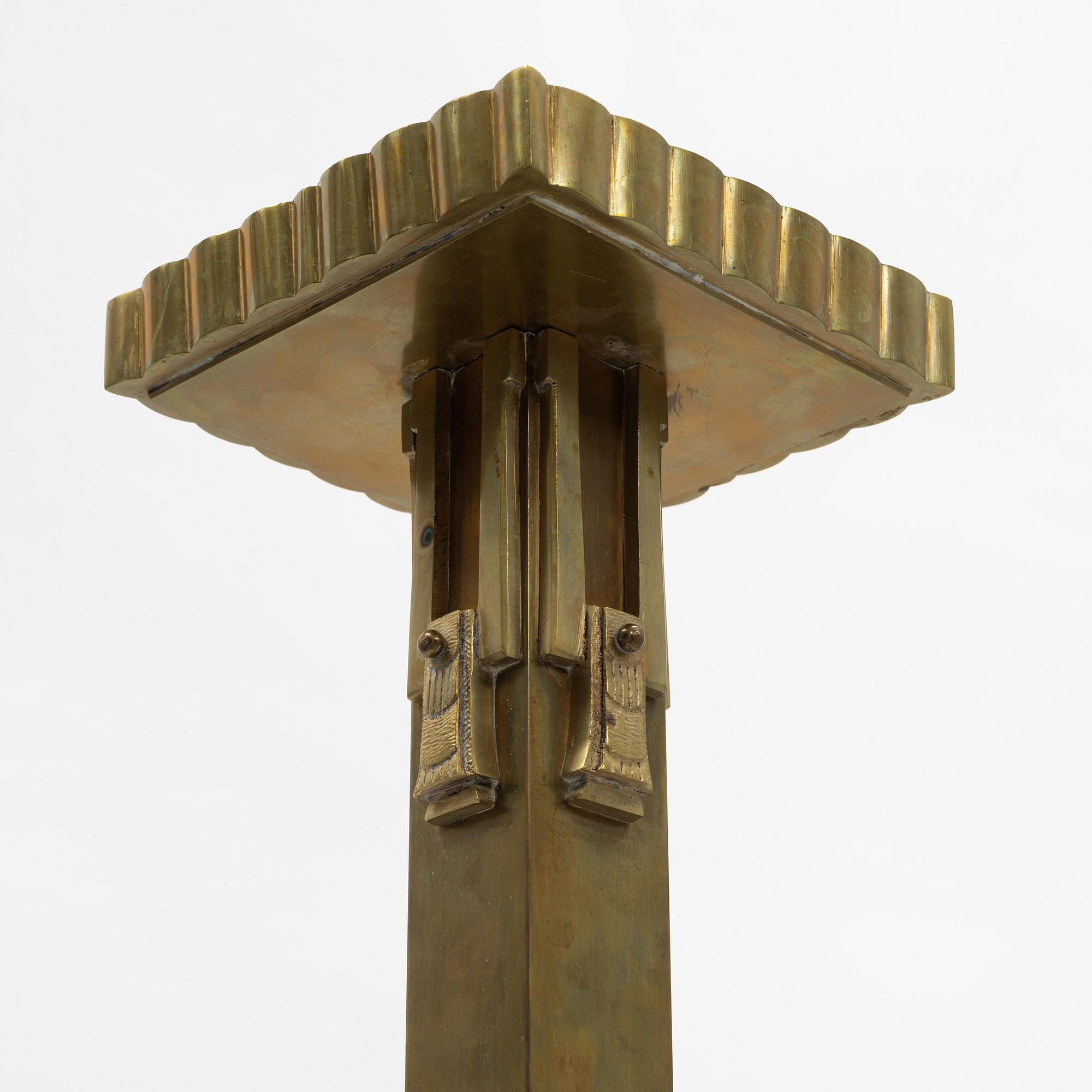 A brass and glass Art Deco ceiling light, probably France, first half of the 20th Century.