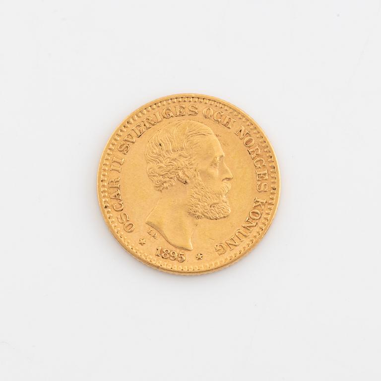 Oscar II, guldmynt, 10 kronor, 1895.