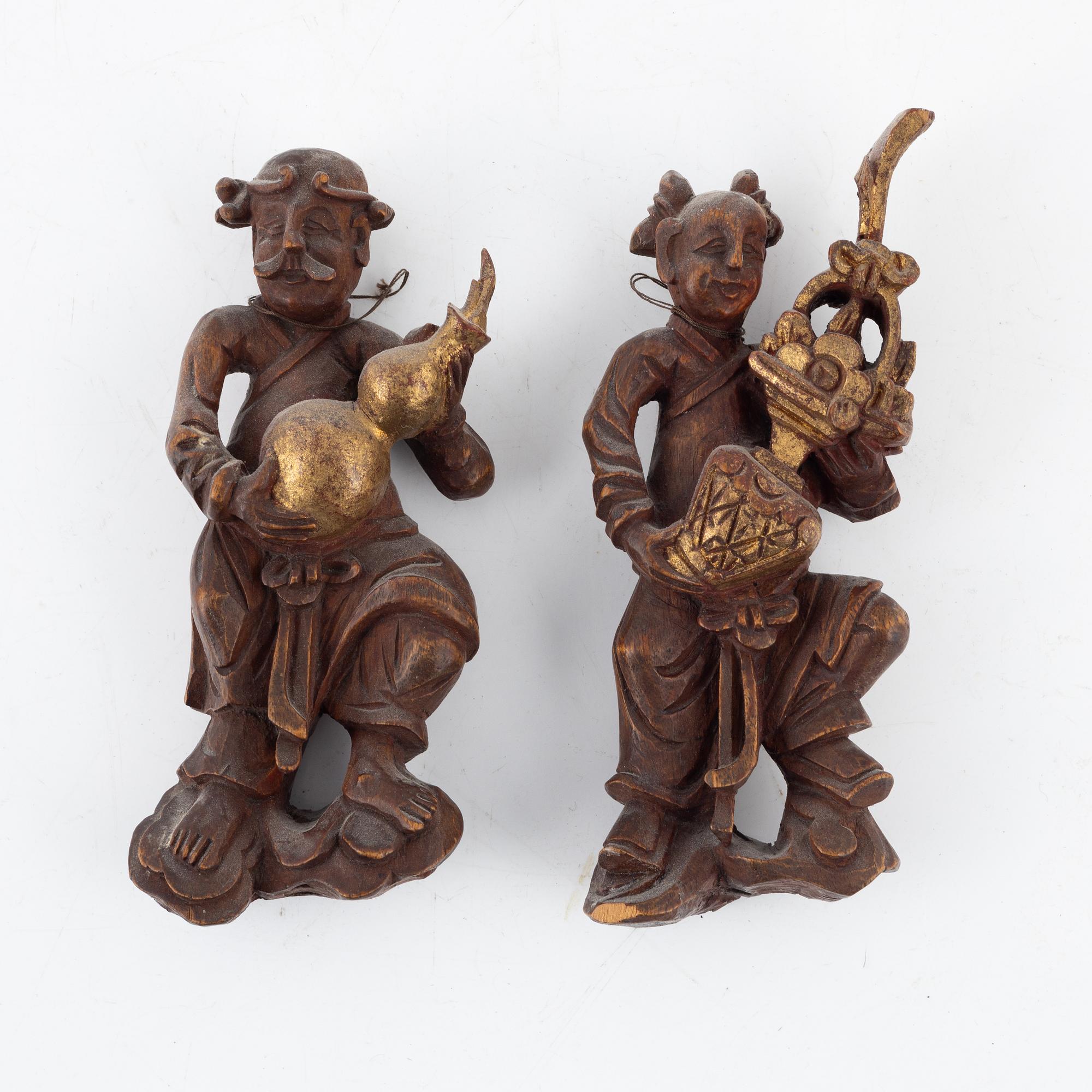 A group of five sculptured wooden decorative objects, late Qingdynasty.