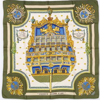Hermès, a 'Le Soleil Royal' silk scarf.