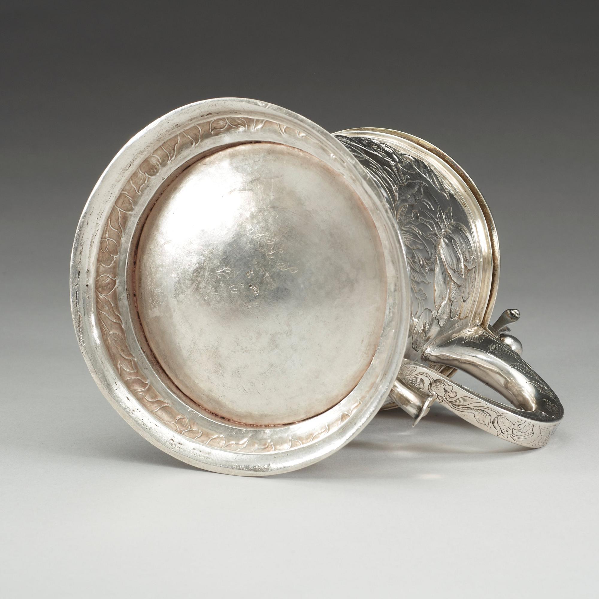 A Baltic 17th century parcel-gilt tankard, unidentified makers mark, Reval.