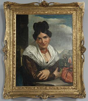 OKÄND KONSTNÄR, olja på duk. sign. "F H Burhart", 1800-tal.